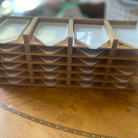 Bamboo and White Storage Organizer - Picture 2 of 5